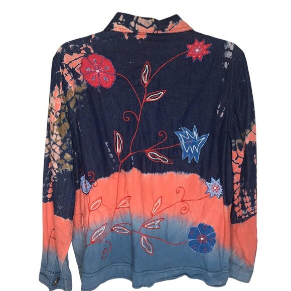 Alex Ku Jacket Womens Small Embroidered Boho Button Up Festival Floral - Picture 5 of 13